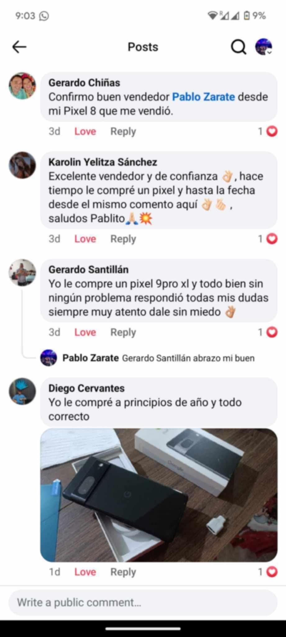 Captura de testimonio de Google Pixel