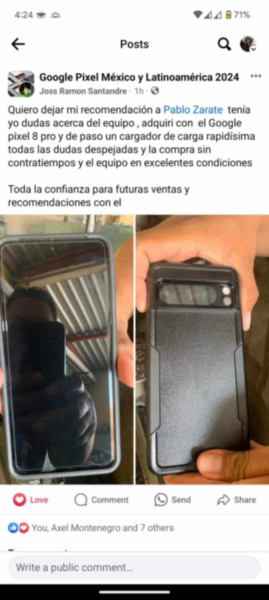 Captura de testimonio de Google Pixel