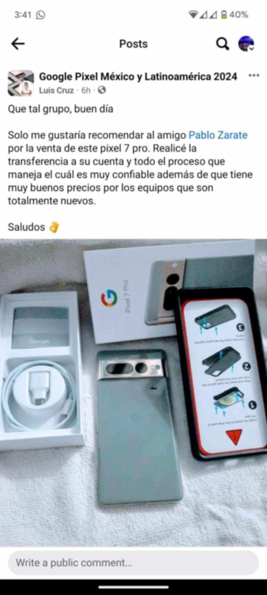 Captura de testimonio de Google Pixel