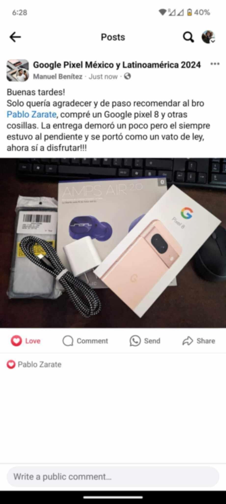 Captura de testimonio de Google Pixel