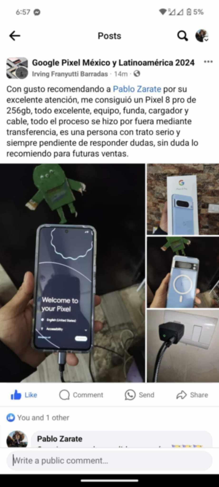 Captura de testimonio de Google Pixel