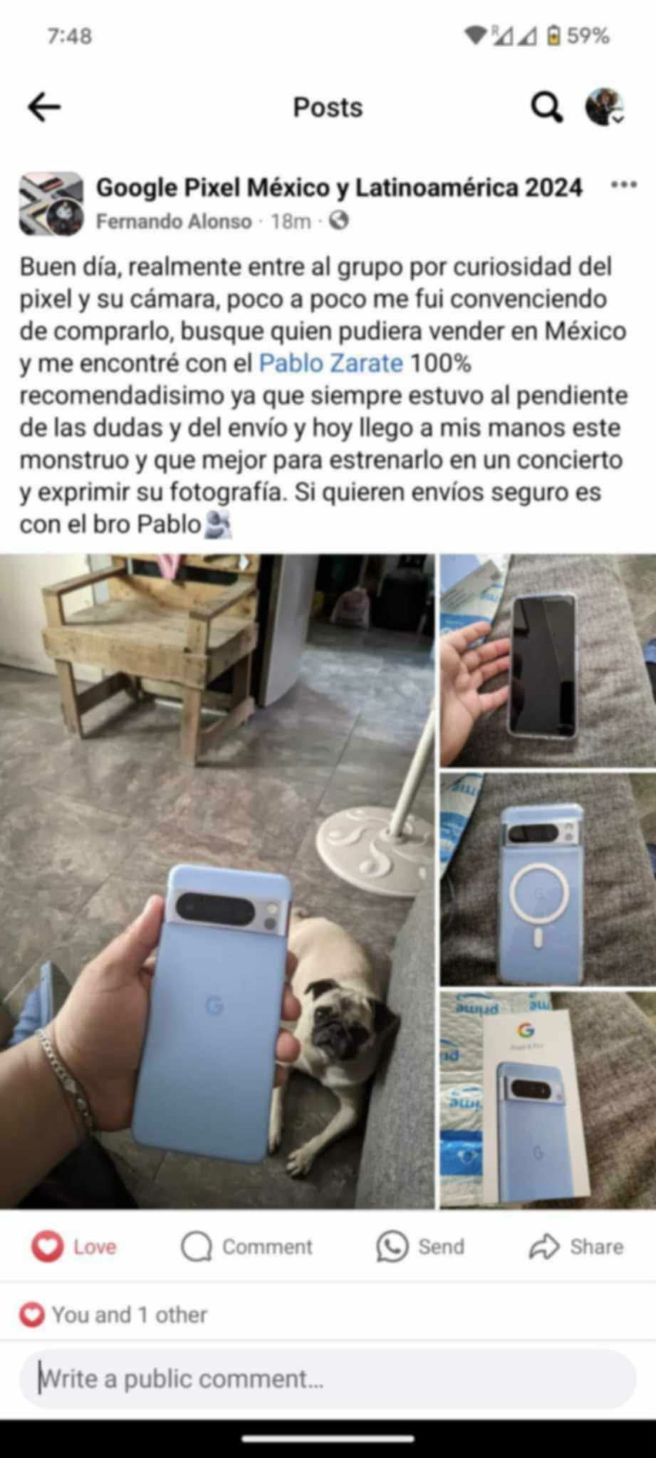 Captura de testimonio de Google Pixel