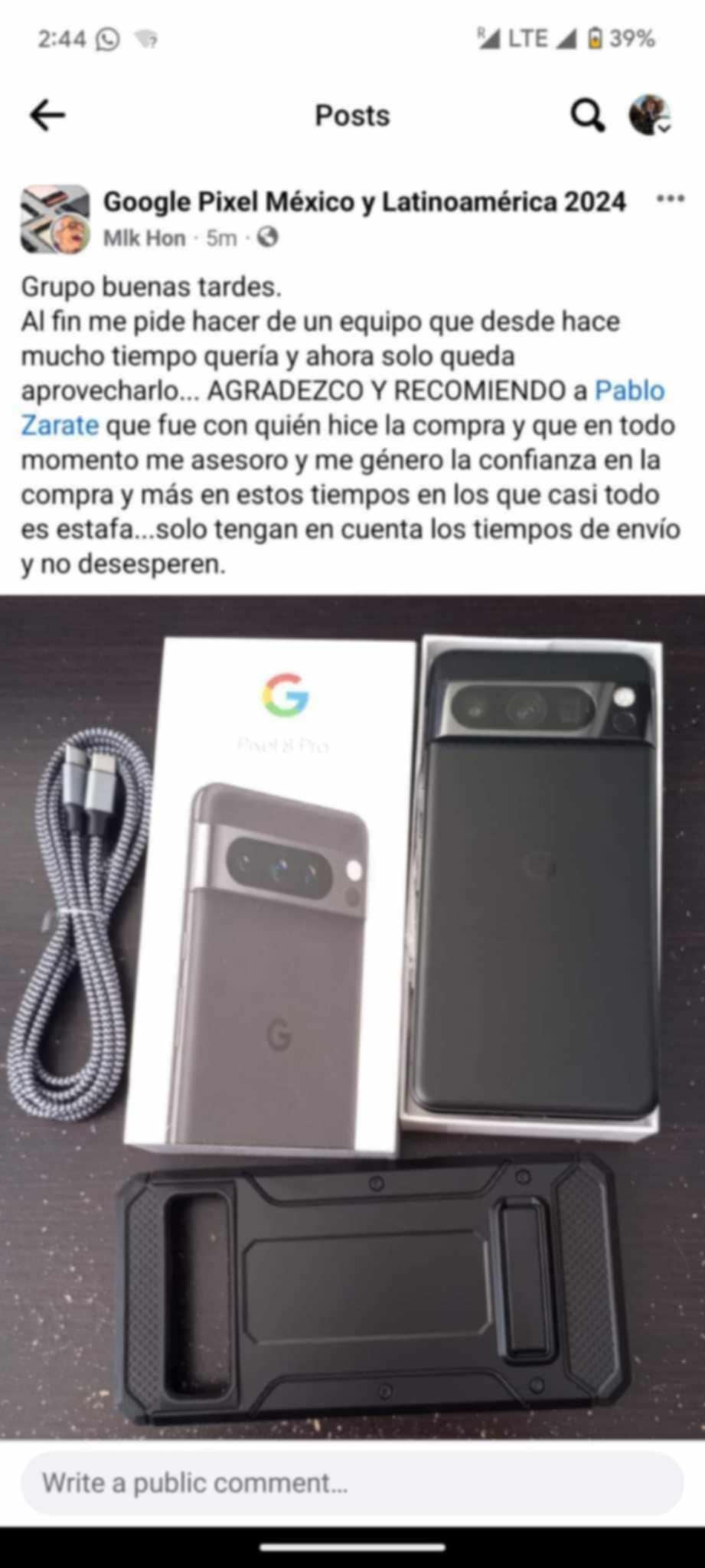 Captura de testimonio de Google Pixel