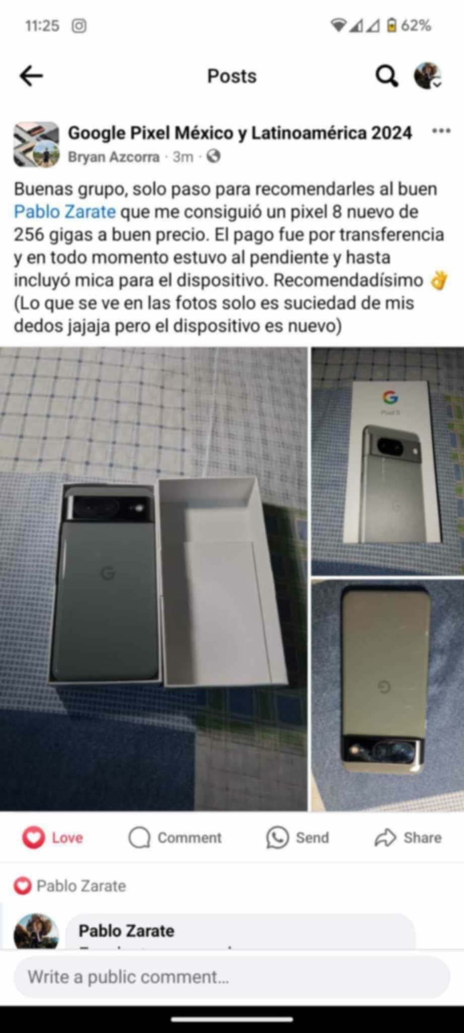 Captura de testimonio de Google Pixel