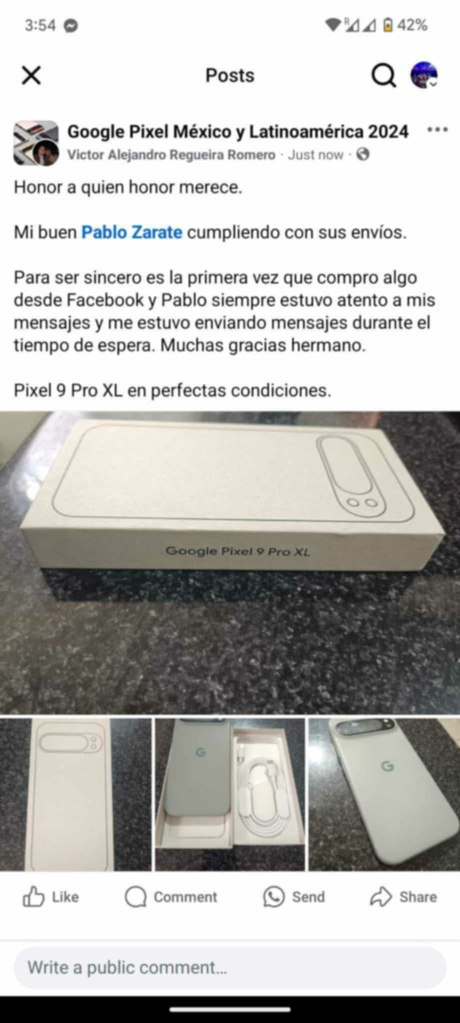 Captura de testimonio de Google Pixel